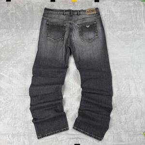 AJ Armani Jeans Gray Wash Denim Italy Made Size 33x33 Designer Straight Leg VTG